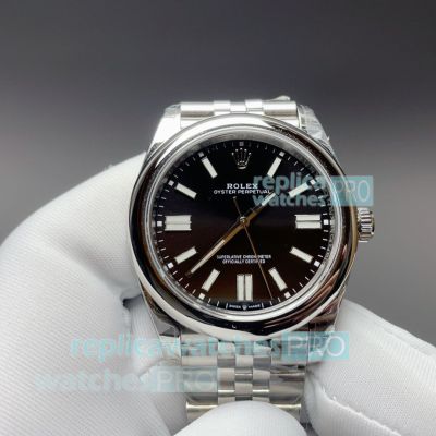 New Swiss Clone VS Rolex Oyster Perpetual Black Dial Stainless Steel Jubilee Watch 